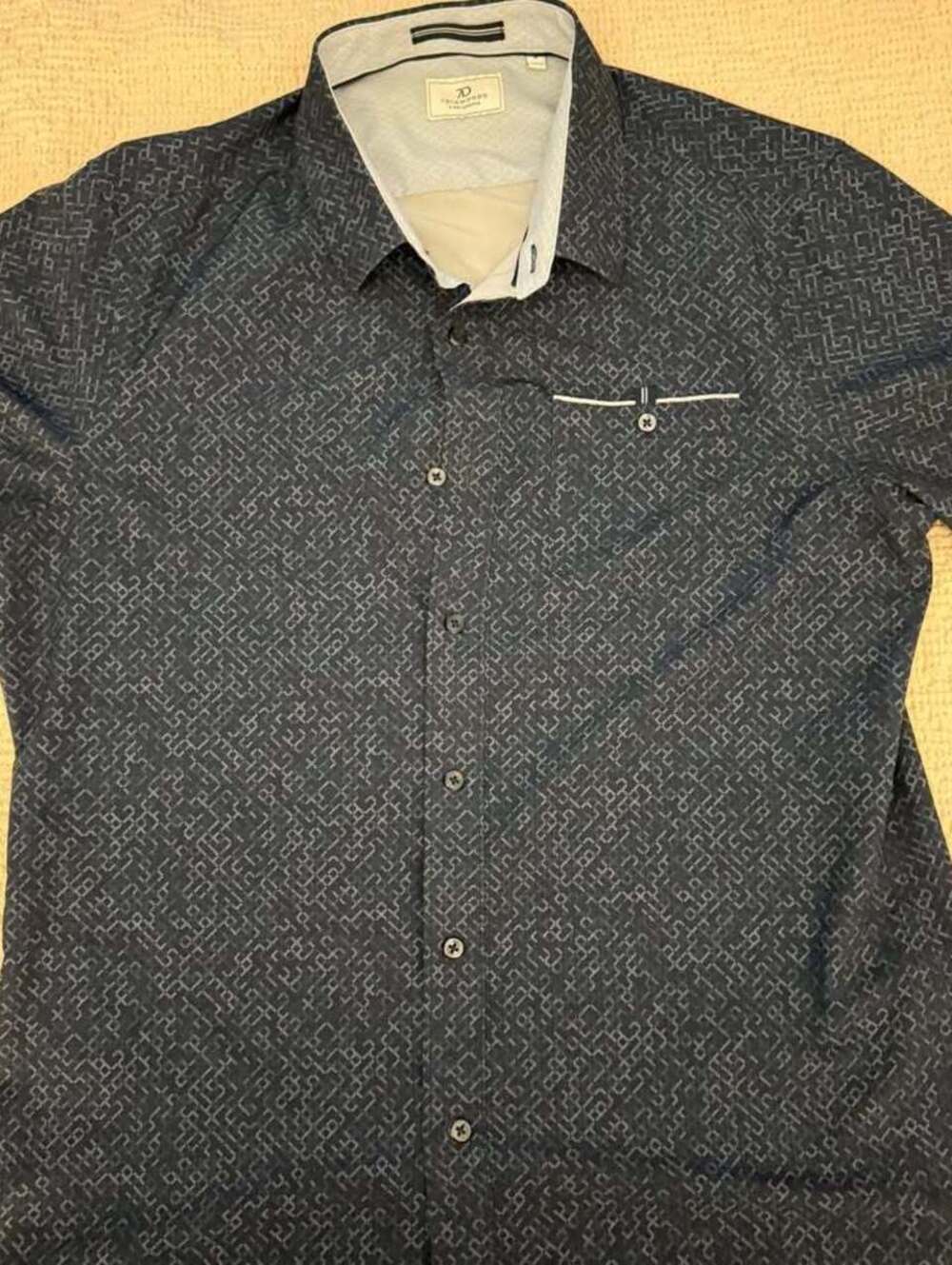 7 Diamonds Men's M 4 Way Stretch Short Sleeve Button Up Shirt Navy